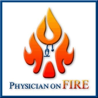 A physician on fire logo